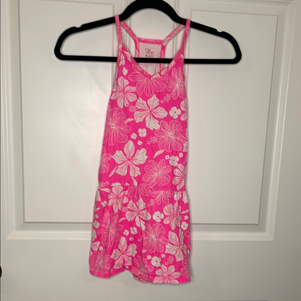 1989 Place Hot Pink and White Hibiscus Floral Cotton Sundress Girls size 5/6